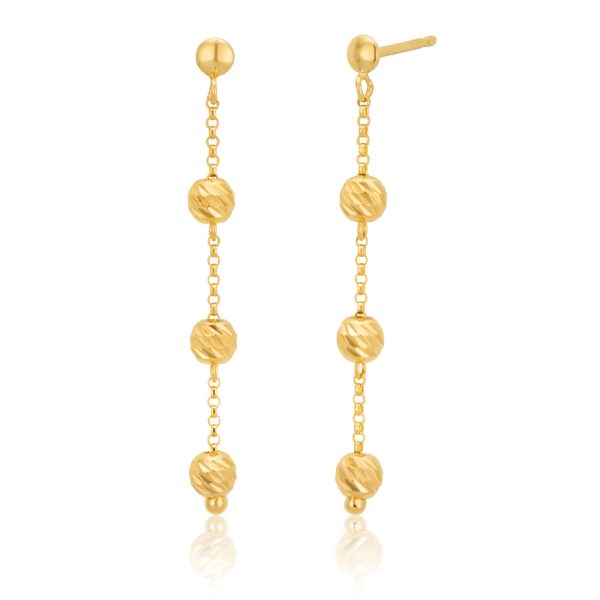 9ct Yellow Gold Silverfilled Beads Earrings For Cheap