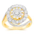 9ct Yellow Gold 1 4 Carat Diamond Ring with 85 Round Brilliant Cut Diamonds For Discount