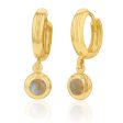 9ct Yellow Gold Silverfilled 15mm Hoop With Yellow Stone Earrings Cheap