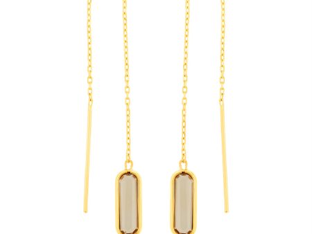 9ct Yellow Gold  Natural Quartz Threader Drop Earrings Online Hot Sale