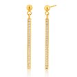 9ct Gold Cubic Zirconia Silver Filled Bar Drop Earrings Fashion