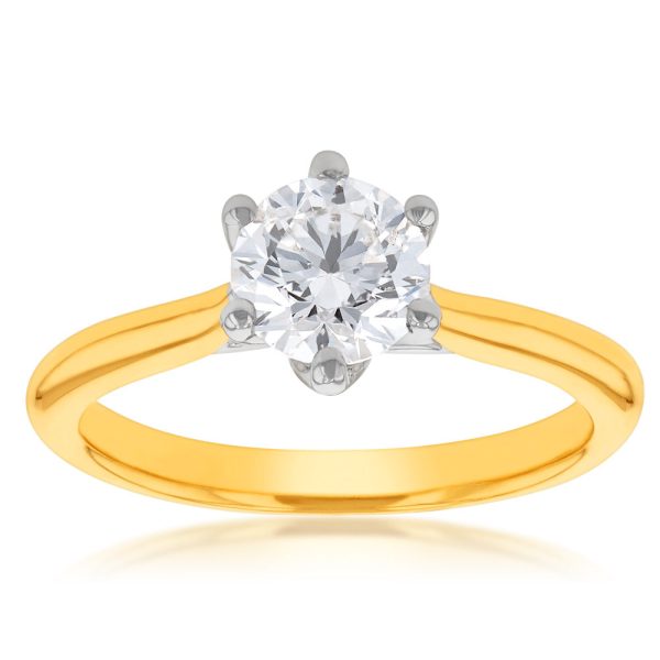 18ct Yellow Gold 1 Carat Diamond Solitaire Ring Discount