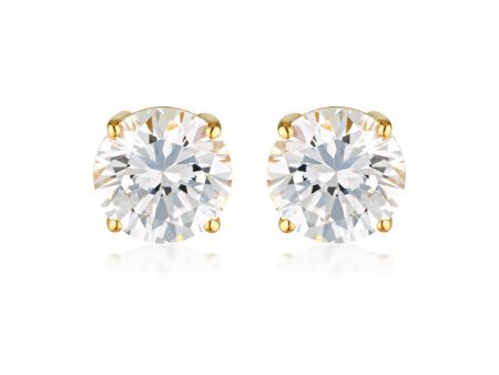 Georgini Gold Plated Sterling Silver Clear Round 7mm Stud Earrings Supply