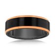 Black Middle Stripe Rose Gold Tungsten Ring Online now