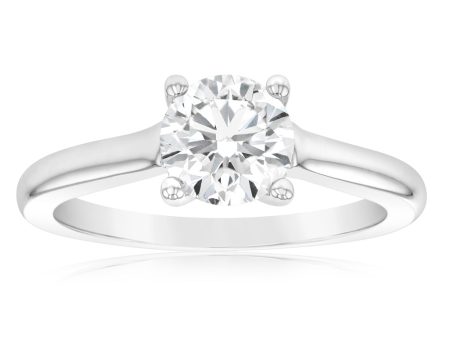 0.95 Carat Solitaire Diamond Ring in 18ct White Gold For Sale