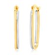 9ct Yellow And White Gold Two Tone Elongated Hoop Earring Online Hot Sale