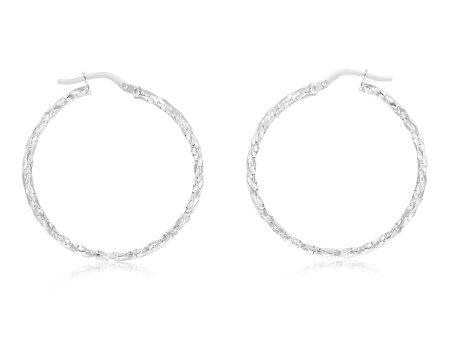 9ct White Gold Silverfilled Fancy Twisted 30mm Hoop Earrings Hot on Sale