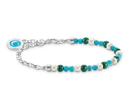 Thomas Sabo Sterling Silver Turquoise, Malachite, Pearl 16-19cm Bracelet Discount