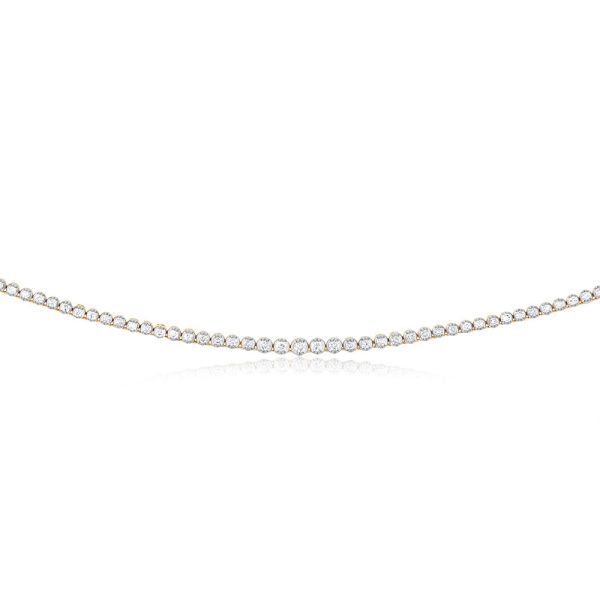 14ct Yellow Gold 3 Carats Diamond Necklace with 157 Brilliant Diamonds 43cm Hot on Sale