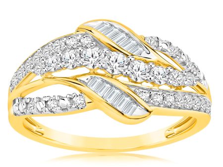 Luminesce Lab Grown Wrap Around 1 2 Carat Diamond Ring in 9ct Yellow Gold For Cheap