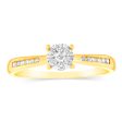 9ct Yellow 1 4 Carat Round Cluster Diamond Ring For Sale