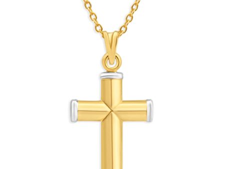 9ct Yellow Gold Silver Filled Plain Two Tone Cross Pendant Discount