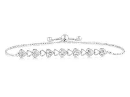 Sterling Silver 1 10 Carat Diamond Heart Slider Bracelet Online