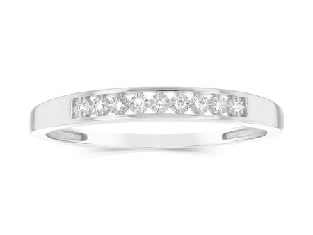 9ct White Gold Eternity Straight Ring with 9 Brilliant Cut Diamonds Online Sale