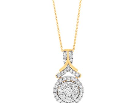 9ct Yellow Gold 1 Carat Diamond Pendant with 43 Diamonds On 45cm Chain Online Hot Sale