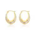 9ct Yellow Gold Silver Filled Two Tone Oval Hoop  Earrings Discount