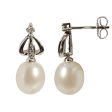 9ct White Gold Pearl and Diamond Earrings Online Hot Sale