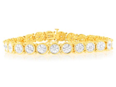 1 4 Carat Diamond Bracelet in Gold Plated Silver Discount