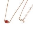 Emporio Armani Rose Gold Plated Stainless Steel Red Lacquer Pendant With Chain Hot on Sale