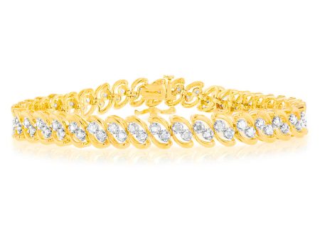 2 Carat Diamond Bracelet in Gold Plated Silver Online now