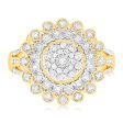 9ct Yellow Gold 1 4 Carat Diamond Ring with 91 Round Brilliant Cut Diamonds in Disc Setting Hot on Sale