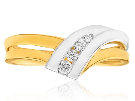 9ct Yellow Gold & White Gold  Anari  Ring With 0.1 Carats Of Diamonds Discount