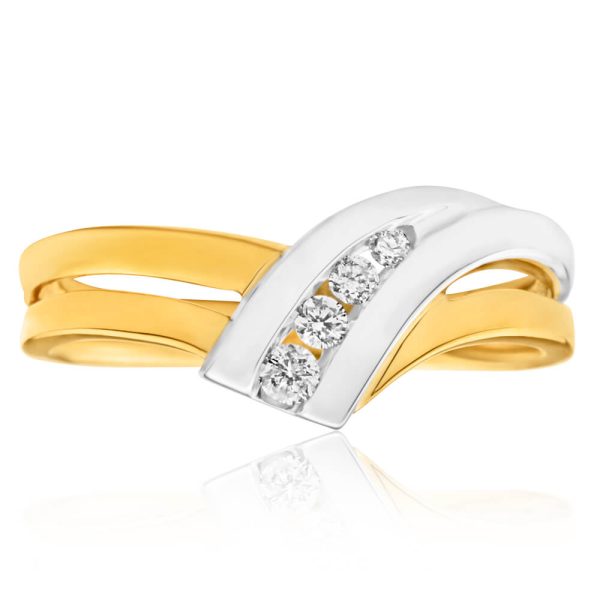 9ct Yellow Gold & White Gold  Anari  Ring With 0.1 Carats Of Diamonds Discount