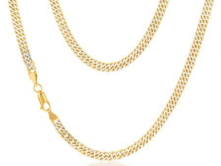 9ct Silverfilled Yellow and White Gold Double Curb 45cm Chain Online now