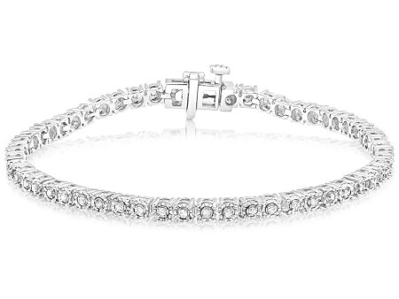 Sterling Silver 0.45 Carat Diamond 18cm Tennis Bracelet with Brilliant Cut Diamonds Online Hot Sale