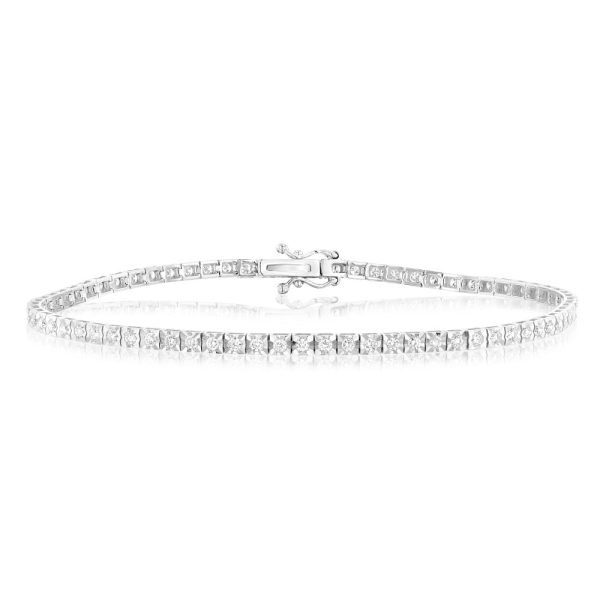 1 Carat Luminesce Lab Grown Diamond Tennis Bracelet in 9ct White Gold Online Sale