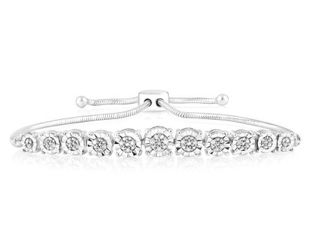 Sterling Silver 1 10 Carat Diamond Slider Bracelet For Sale