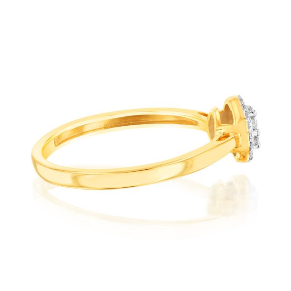 9ct Yellow Gold 1 7 Carat Diamond Cluser Halo Ring Fashion