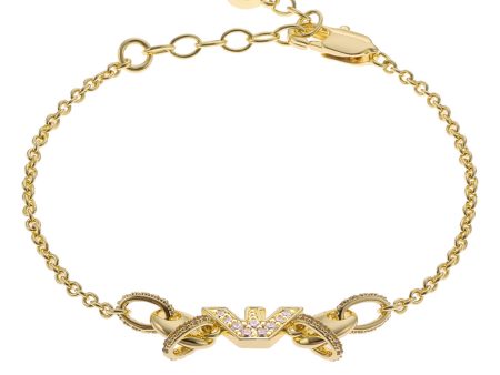 Emporio Armani Gold Plated Brass Sentimental CZ Bracelet on Sale