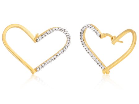 9ct Yellow Gold Filled Open Heart Crystal Stud Earrings Cheap