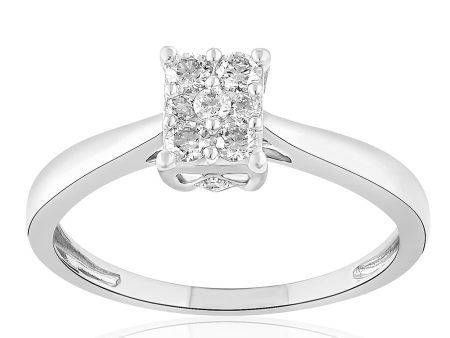 9ct White Gold 1 4 Carat Diamond Dress Ring With 9 Brilliant Diamonds For Discount