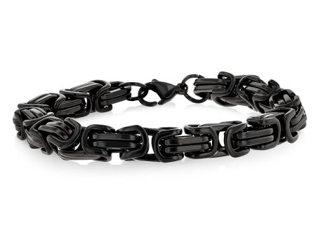 Stainless Steel Black Fancy Link 20.3cm Bracelet Hot on Sale