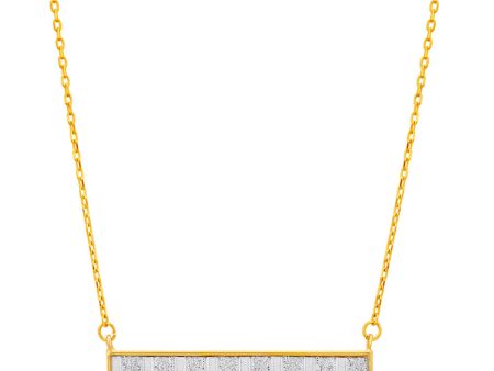 9ct Yellow Gold Silver Filled Stardust Bar Pendant With Chain on Sale