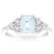 9ct White Gold Natural Aquamarine And Diamond Ring Online Hot Sale