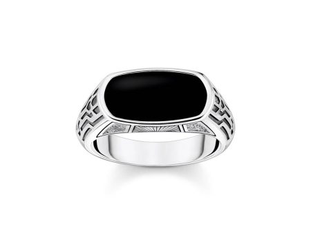 Thomas Sabo Sterling Silver Rebel Cliffs Onyx Signet Ring Sale