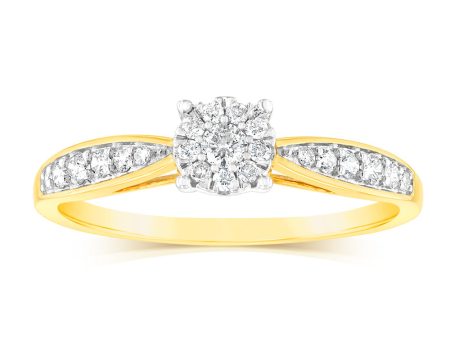 9ct Yellow Gold 1 3 Carat Diamond Halo Solitaire Ring Supply