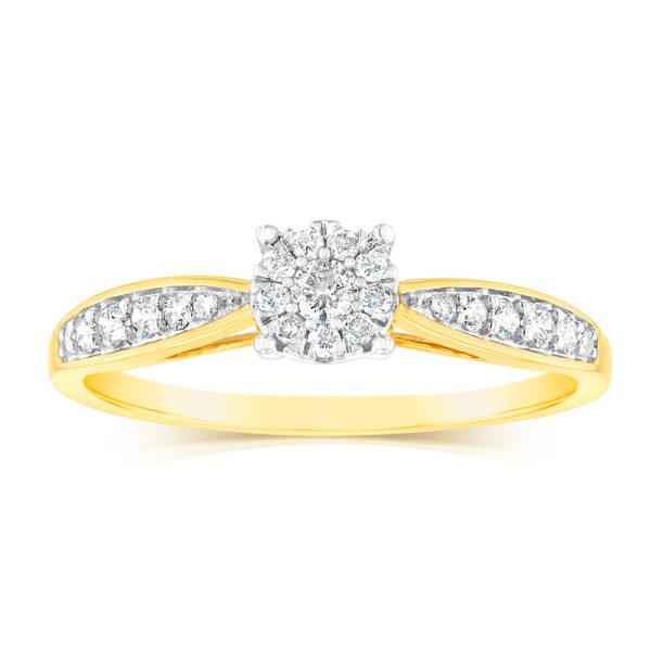 9ct Yellow Gold 1 3 Carat Diamond Halo Solitaire Ring Supply