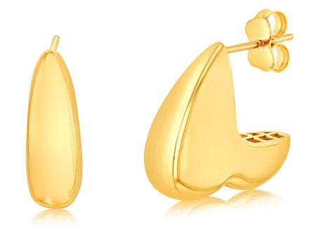 9ct Yellow Gold Heart Half Hoop Earrings Discount