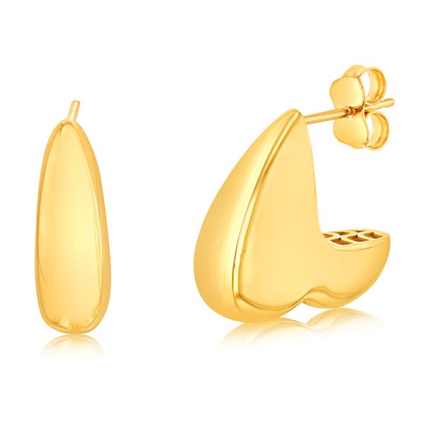 9ct Yellow Gold Heart Half Hoop Earrings Discount