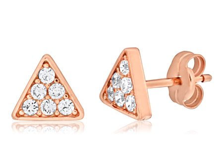 9ct Rose Gold Pyramid Cubic Zirconia Stud Earrings on Sale