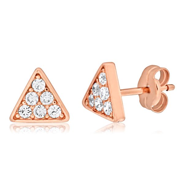 9ct Rose Gold Pyramid Cubic Zirconia Stud Earrings on Sale