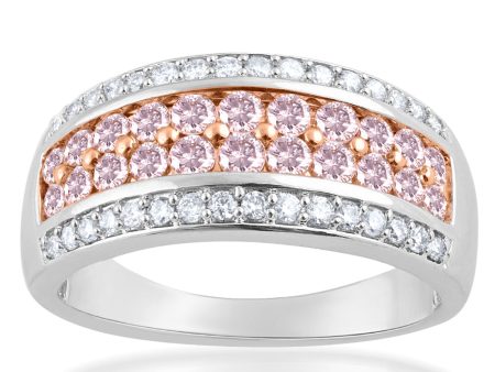 9ct  White and Rose Gold 1 Carat Diamond Ring With Pink Argyle Diamonds For Discount