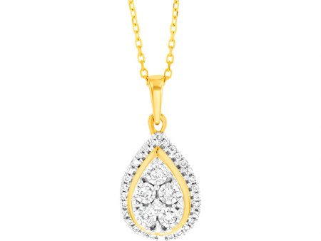 9ct Yellow Gold 1 6 Carat Diamond Pear Shaped Pendant Fashion