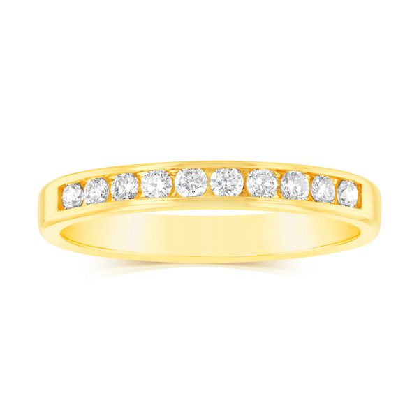 9ct Yellow Gold  1 3 Carat Diamond Eternity Ring with 10 Channel Set Diamonds For Sale