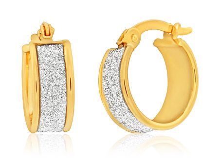 9ct Yellow Gold Silver Filled Stardust Hoop Earrings in 10mm For Discount