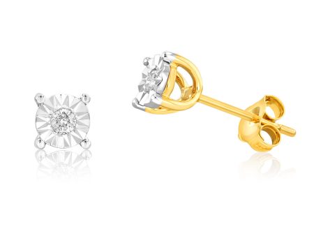 9ct Yellow Gold 5 Points Diamond Stud Earrings Sale